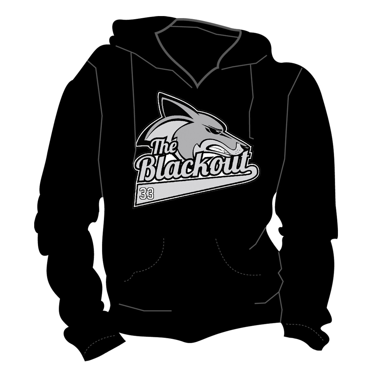 BLACKOUT "Wolf"  Official Men's/Unisex Pullover Black Hoody  (S)